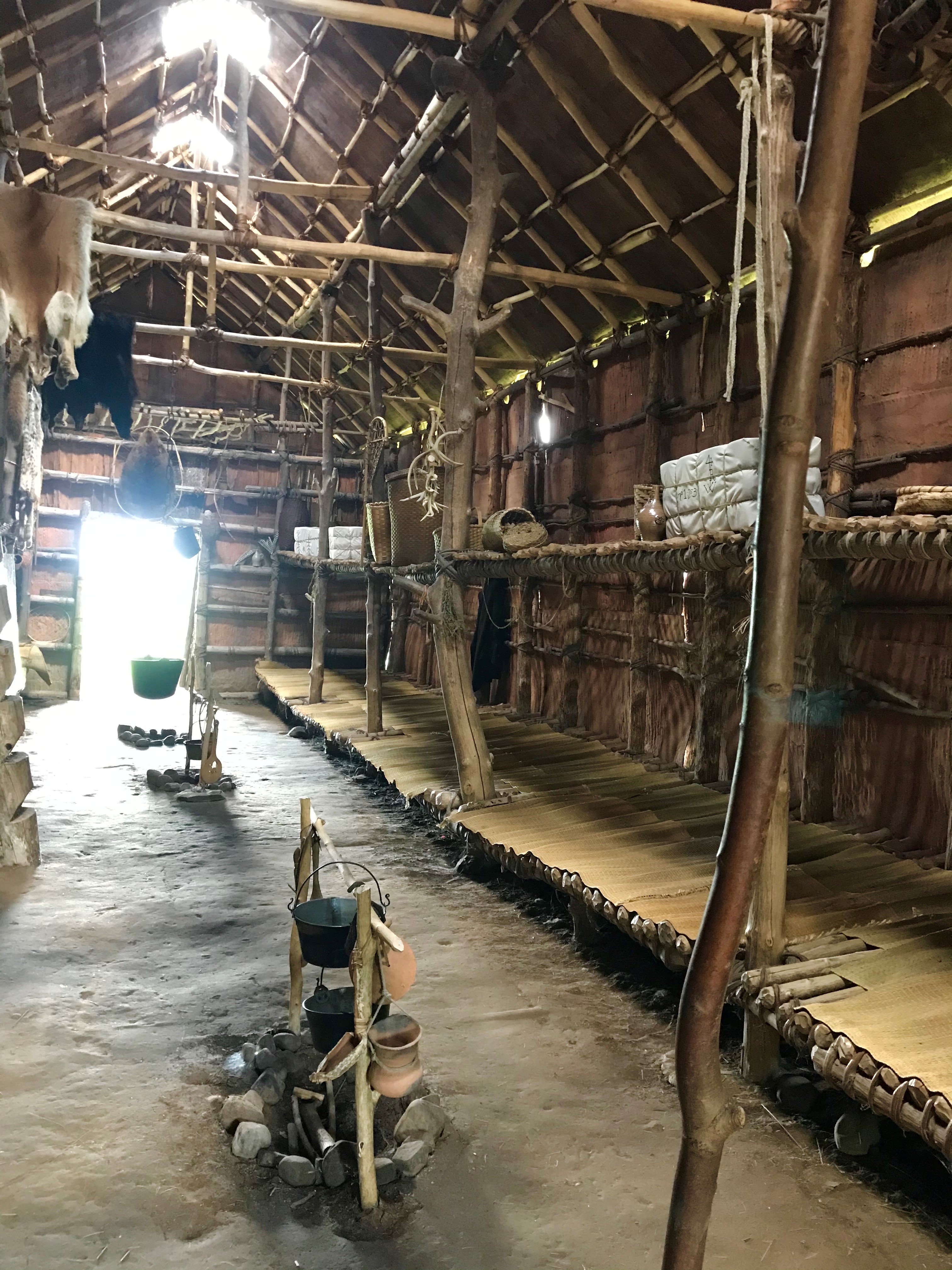 Interior of Ganondagan longhouse